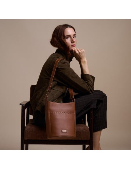 Champanera Leather Bag with Stitched Handle