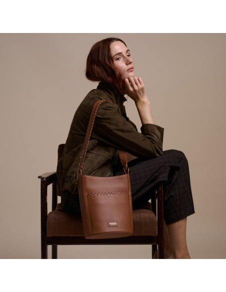 Champanera Leather Bag with Stitched Handle