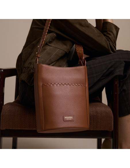 Champanera Leather Bag with Shoulder Strap and Stitching