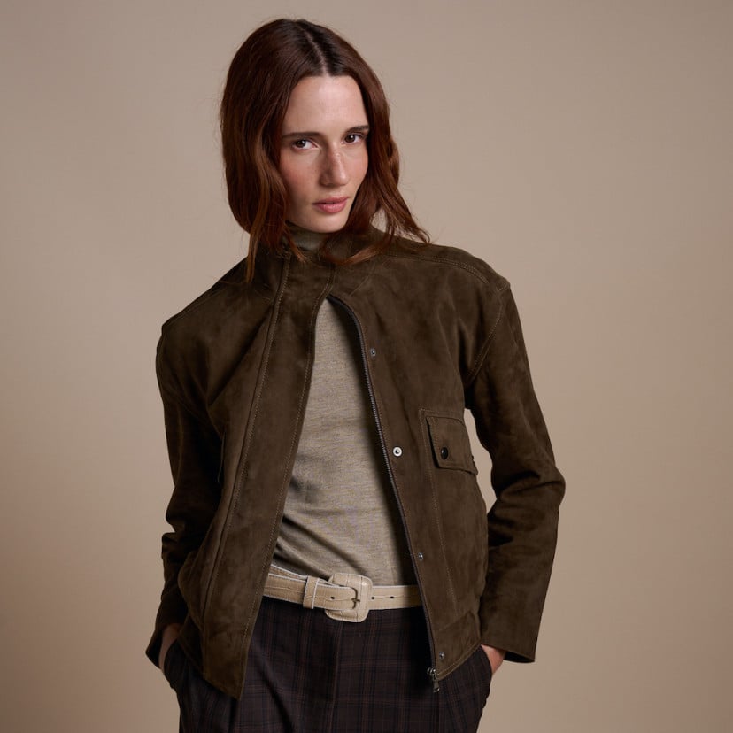 Giacca Bomber in Pelle Scamosciata | MONPIEL
