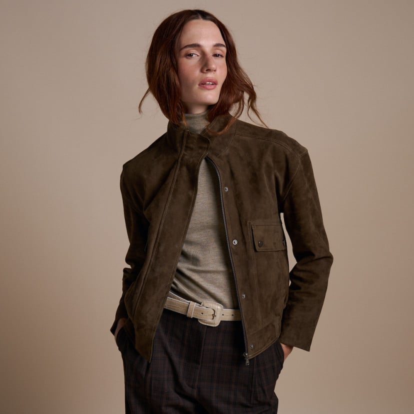 Giacca Bomber in Pelle Scamosciata | MONPIEL