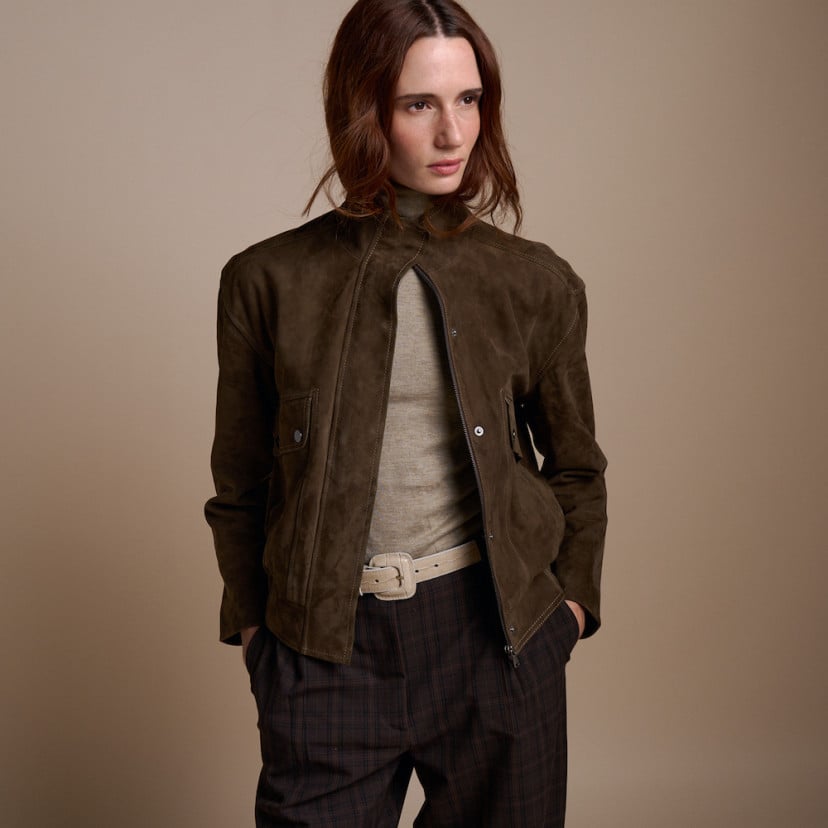 Giacca Bomber in Pelle Scamosciata | MONPIEL