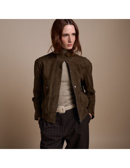 Giacca Bomber in Pelle Scamosciata | MONPIEL