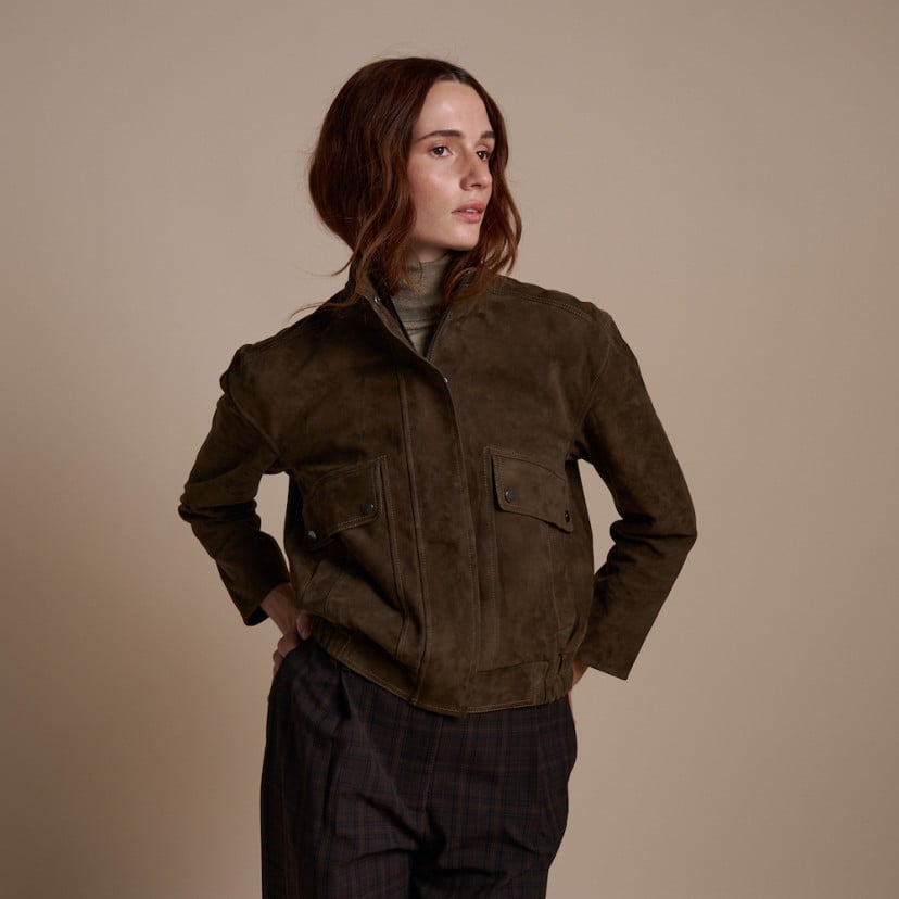 Giacca Bomber in Pelle Scamosciata | MONPIEL