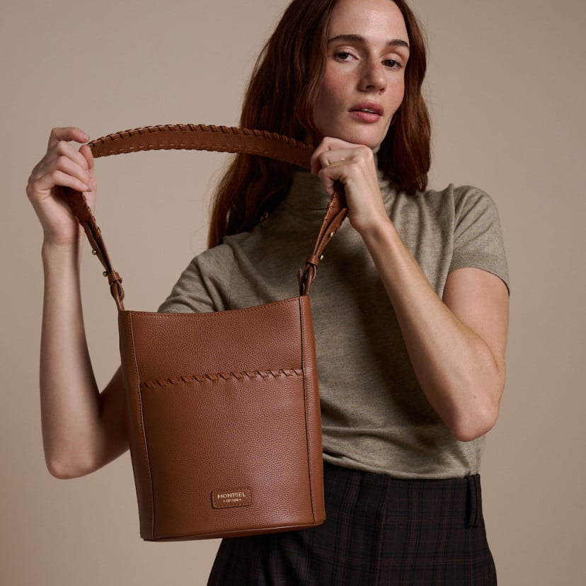 Champanera Leather Bag with Shoulder Strap and Topstitching