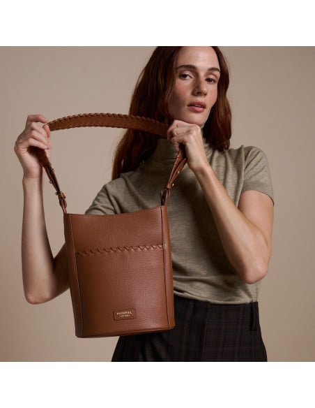 Champanera Leather Bag with Stitched Handle