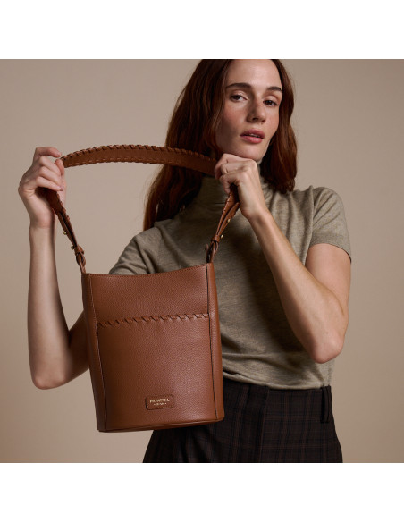 Sac Champanera en cuir avec bandoulière et surpiqûres