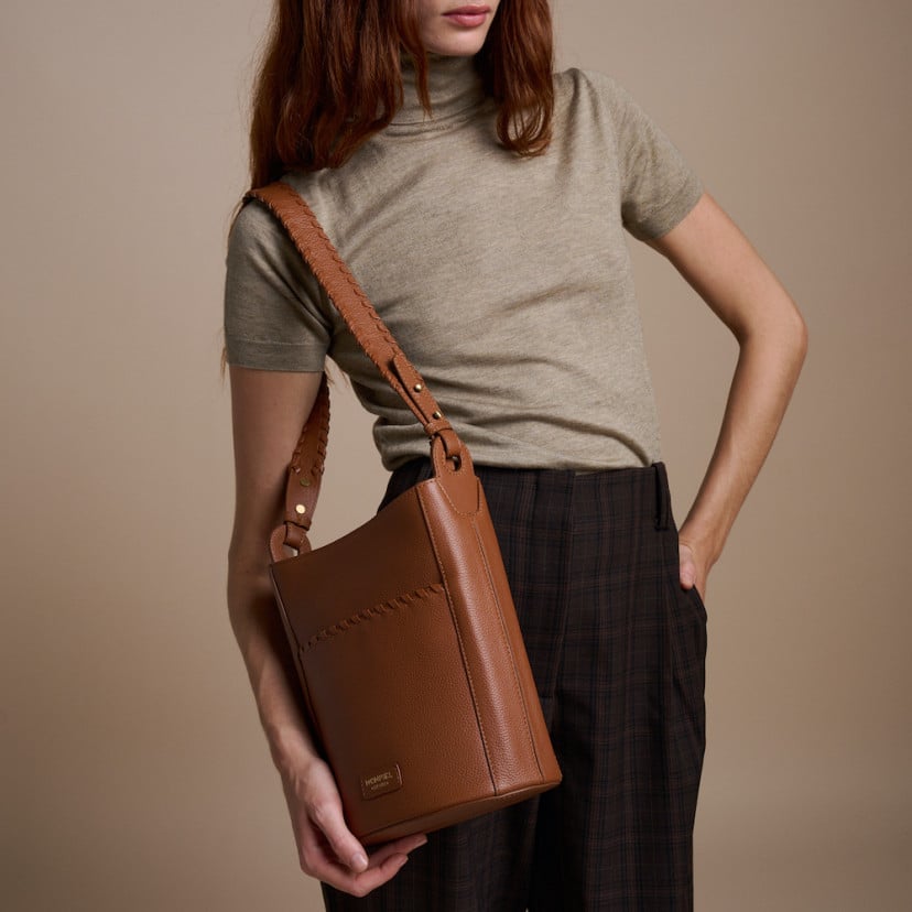Champanera Leather Bag with Shoulder Strap and Topstitching