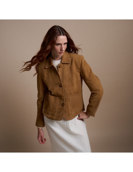 Women's Leather Jacket with Stitching | MONPIEL