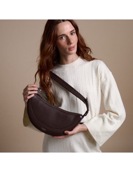 Gaucho-Ledertasche mit gestepptem Henkel