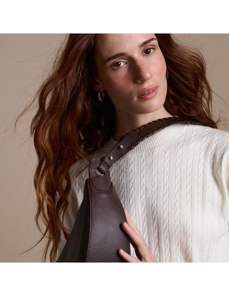 Sac Gaucho en cuir avec anse surpiquée