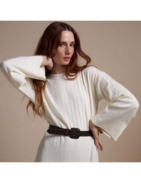 Ceinture en cuir femme avec boucle doublée de peau | MONPIEL