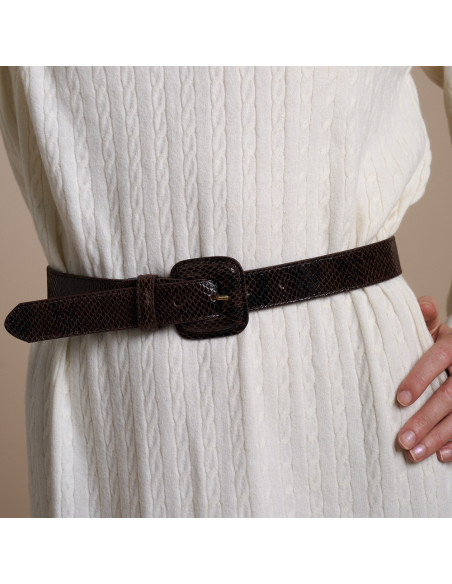 Ceinture en cuir femme avec boucle doublée de peau | MONPIEL