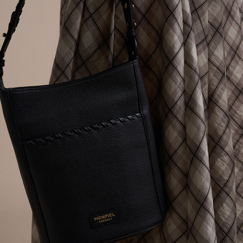 Champanera Leather Bag with Shoulder Strap and Topstitching