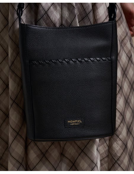Champanera Leather Bag with Stitched Handle