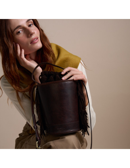 Sac Seau Petit Roma en Cuir à Franges | MONPIEL