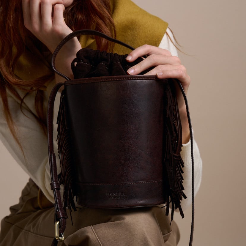 Sac Seau Petit Roma en Cuir à Franges | MONPIEL