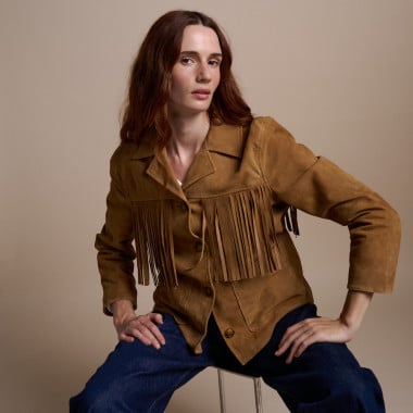 Suede Leather Fringe Jacket | MONPIEL