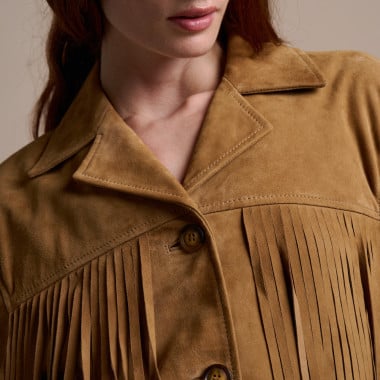 Suede Leather Fringe Jacket | MONPIEL 2