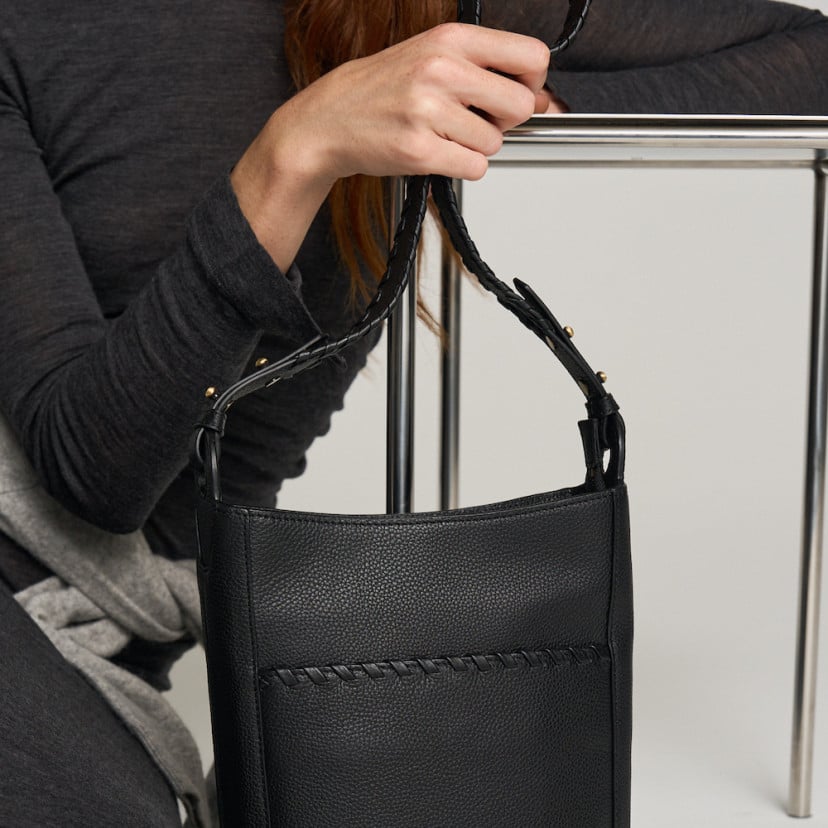 Champanera Leather Bag with Stitched Handle