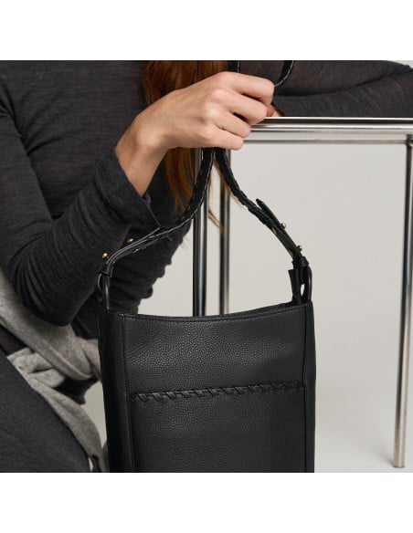 Champanera Leather Bag with Stitched Handle