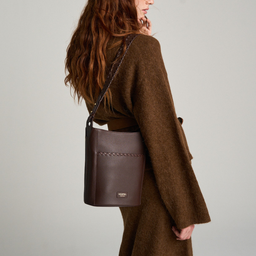 Champanera Leather Bag with Shoulder Strap and Topstitching