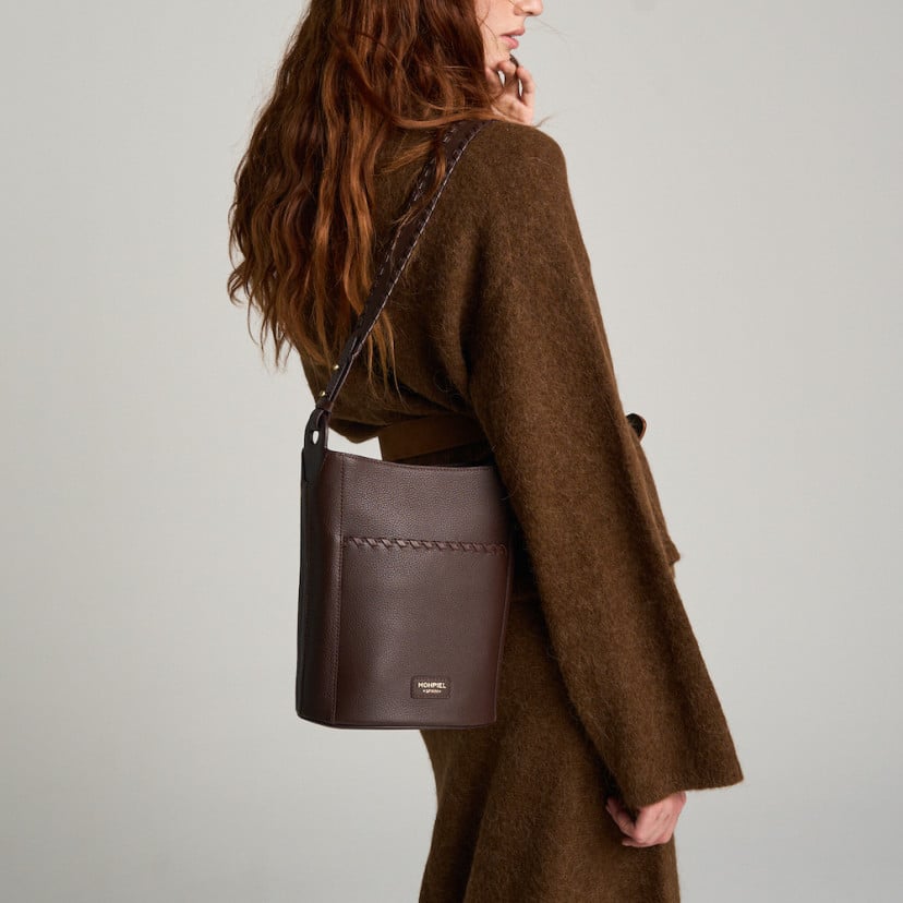 Champanera Leather Bag with Stitched Handle