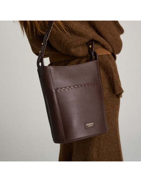 Champanera Leather Bag with Stitched Handle
