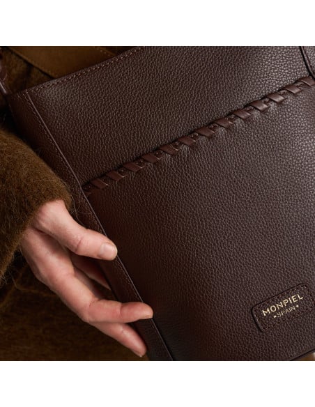 Champanera Leather Bag with Stitched Handle