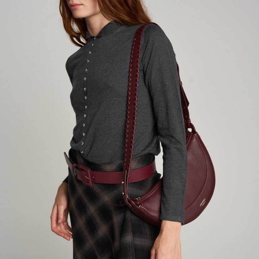 Gaucho Leather Bag with Topstitched Handle
