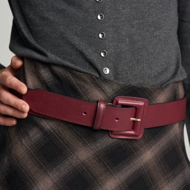 Cinturón ancho mujer de piel hebilla forrada | MONPIEL