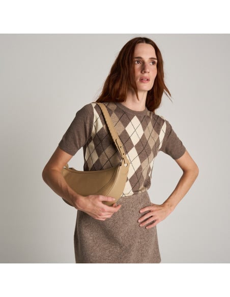 Gaucho-Ledertasche mit gestepptem Henkel