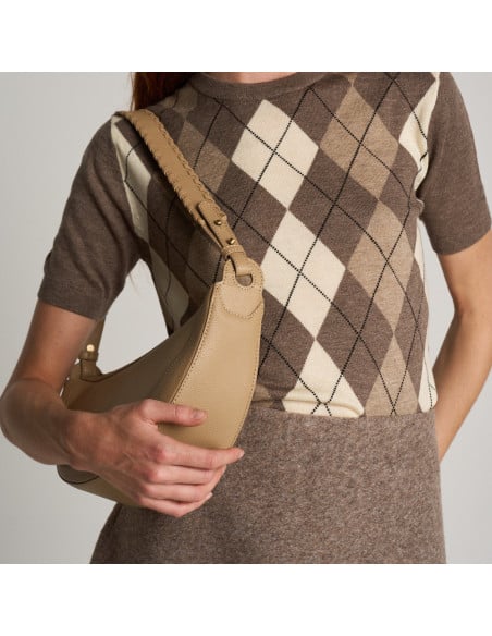 Gaucho-Ledertasche mit gestepptem Henkel