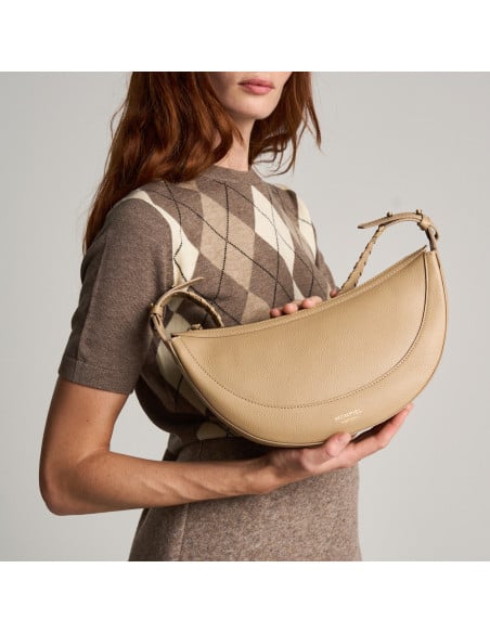 Gaucho-Ledertasche mit gestepptem Henkel