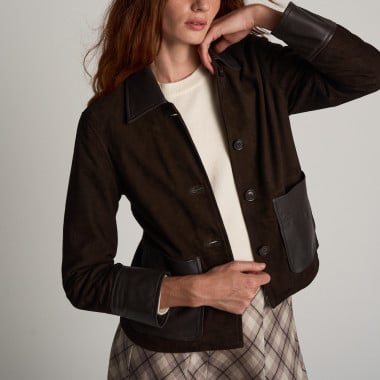 Veste vintage en daim et cuir nappa