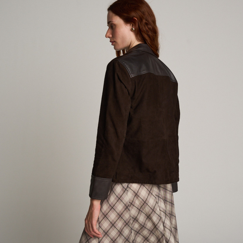 Veste vintage en daim et cuir nappa