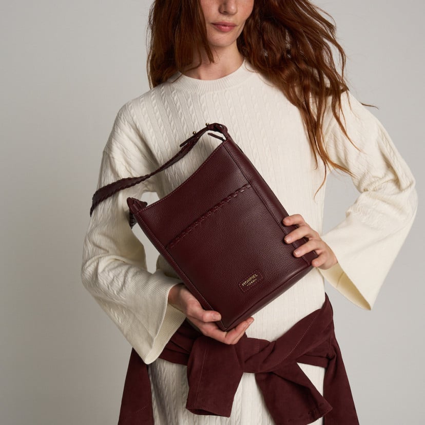 Champanera Leather Bag with Stitched Handle