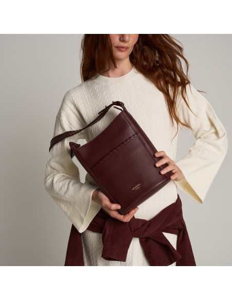 Champanera Leather Bag with Shoulder Strap and Topstitching
