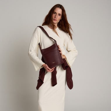 Sac Champanera en cuir avec bandoulière et surpiqûres