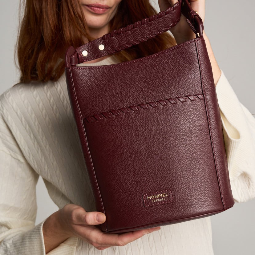 Champanera Leather Bag with Shoulder Strap and Topstitching
