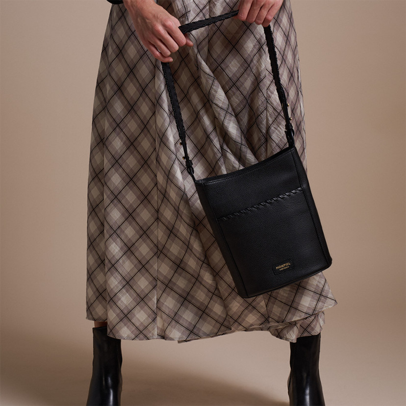 Sac Champanera en cuir avec bandoulière et surpiqûres