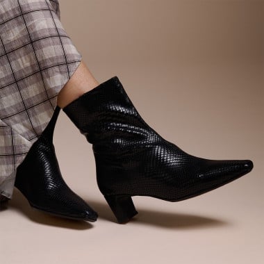 Bottine Elisa pour femme en cuir avec talon