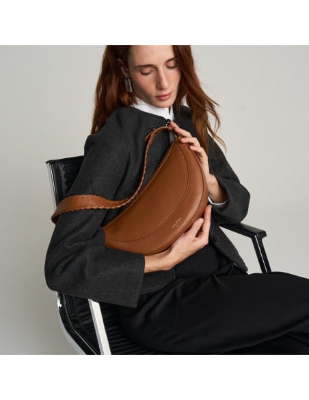 Gaucho-Ledertasche mit gestepptem Henkel