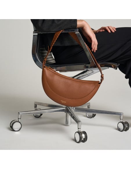 Gaucho-Ledertasche mit gestepptem Henkel