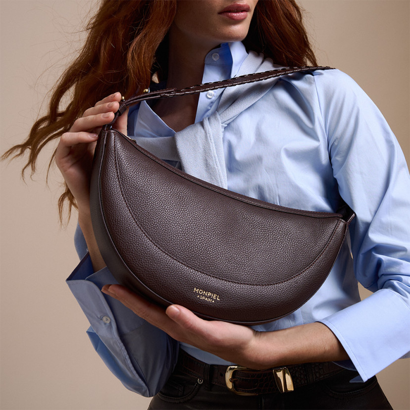 Gaucho-Ledertasche mit gestepptem Henkel