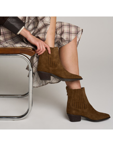 Damen-Lederstiefelette Vera im Cowboy-Stil