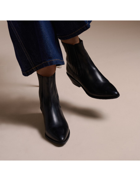Botín Vera de piel para mujer estilo cowboy