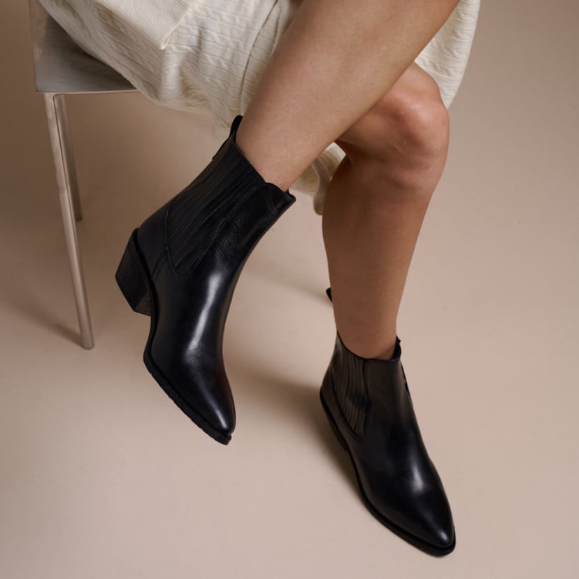 Botín Vera de piel para mujer estilo cowboy